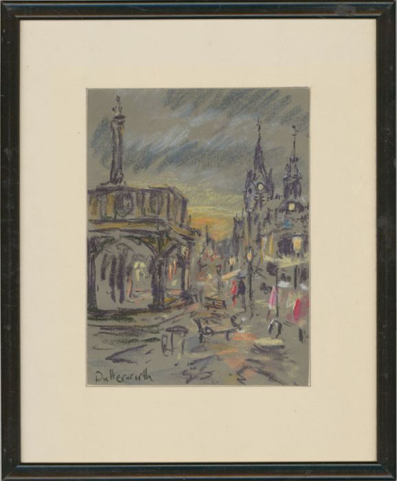 Framed Mid 20th Century Pastel - Vibrant Market Cross Study