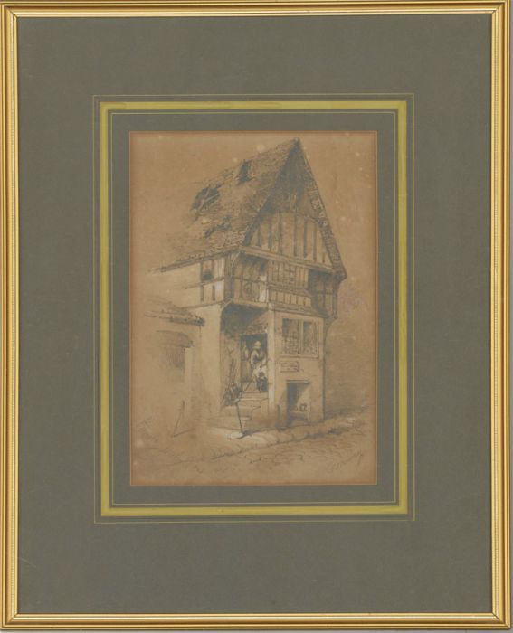 Emily Nicholson (fl.842-1869) - Signed 1869 Graphite Drawing, Conwy Town House