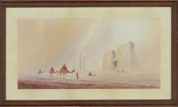 Otto Tilche (1821-1894) - Late 19th Century Watercolour, Egyptian Desert Ruins