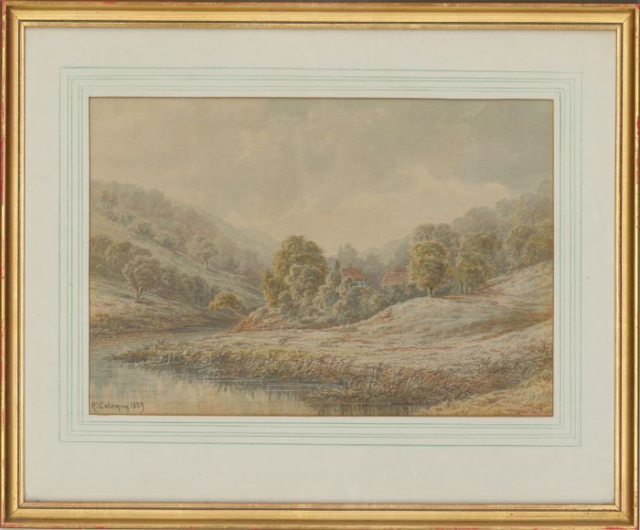 A. Coleman - Signed & Framed Late 19th Century Watercolour, Wooded River Valley