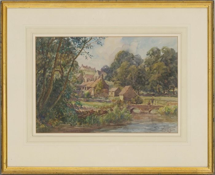 George H. Collier E.H. Collier - 1925 Watercolour, Arlington Row, Bibury