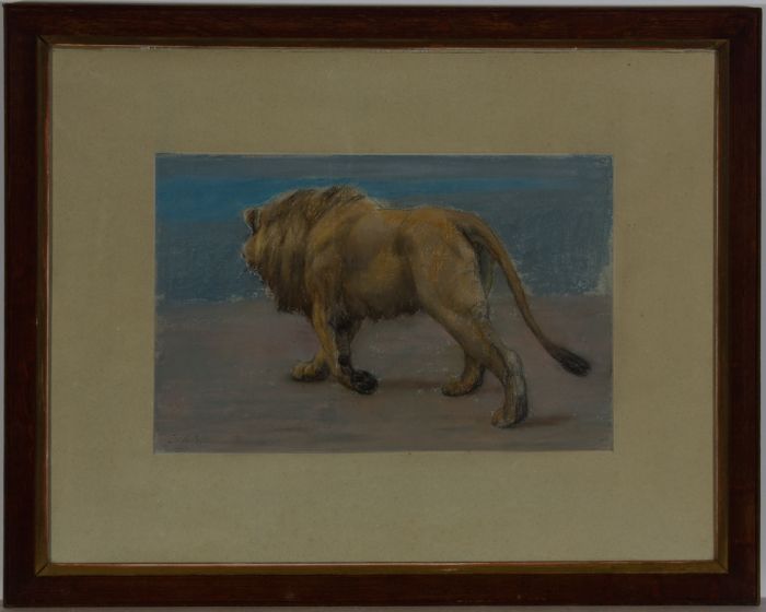 John Trivett Nettleship (1841-1902) - 1892 Pastel, Lion Trotting