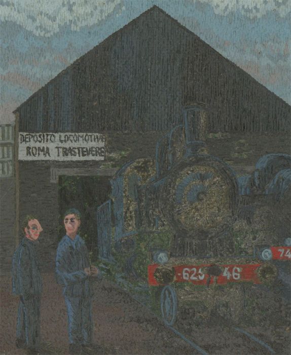 Malcolm J. Hitchcock RWA (1929-1998) - Mid 20th Century Oil, Deposito Locomotive