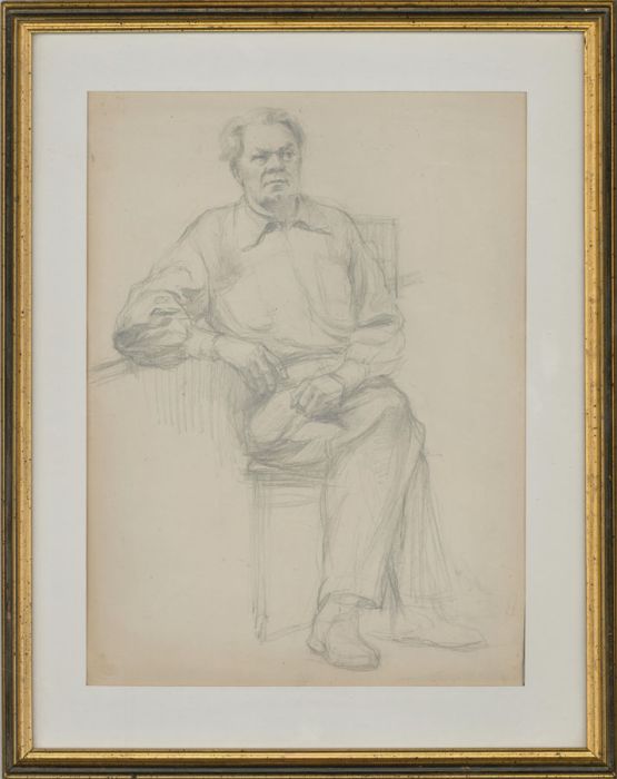 Valentin V. Sizikov (b.1918) - 20th Century Graphite Drawing, Seated Male Figure