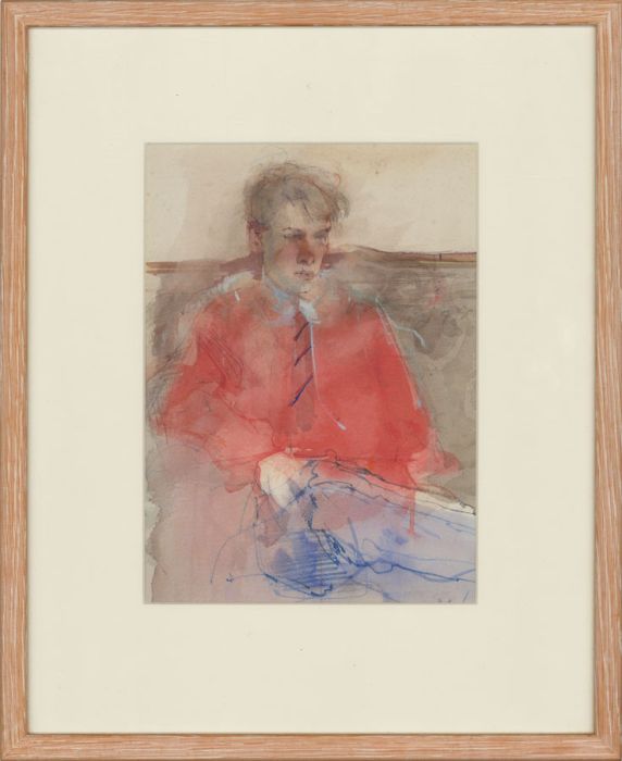 Michael McGuinness RWS - Framed Contemporary Watercolour, A Boy In Red
