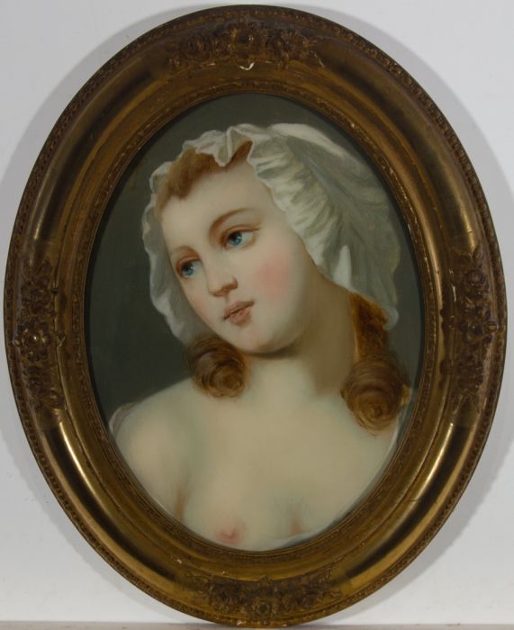 Framed 19th Century Oil - Nude Portrait of a Girl