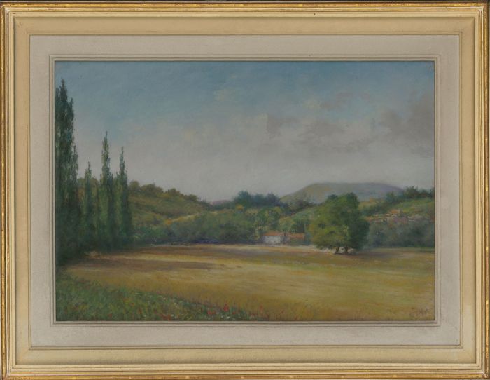 Framed 20th Century Pastel - Provençal Landscape