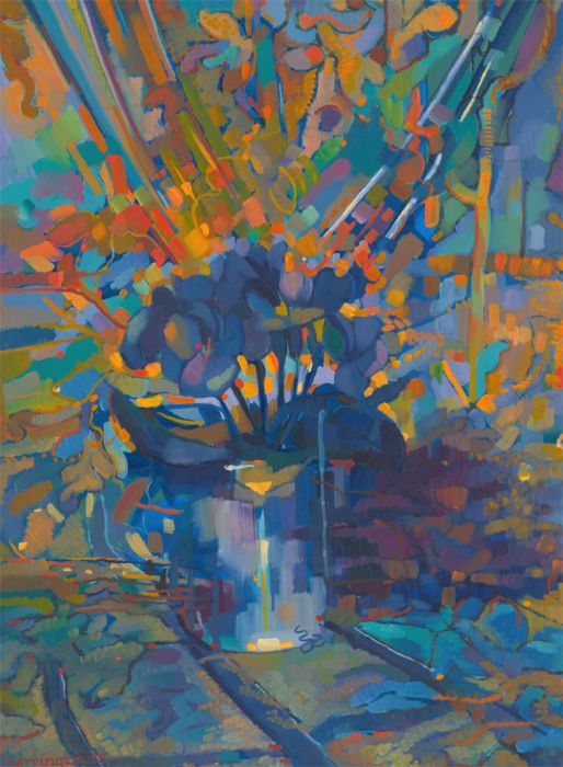 John Cherrington (1931-2015) - Signed 1988 Oil, Vibrant Abstracted Still Life