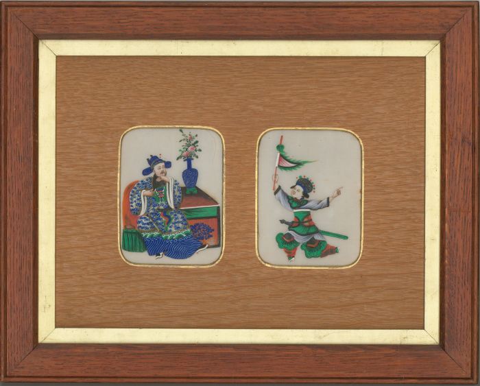A Pair of Framed 19th Century Gouaches - Chinese Emperor and Dancer