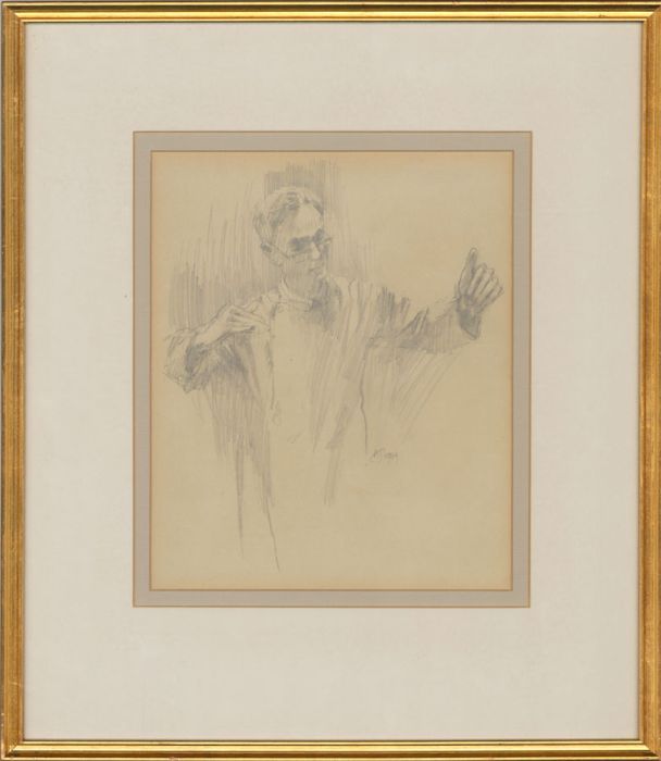 A.J. - Framed 1984 Graphite Drawing, Study of a Conductor