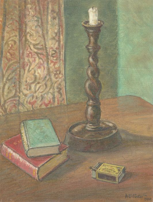 Henry E. Foster (1921-2010) - 1980 Oil, Still Life Study, Candle Stick