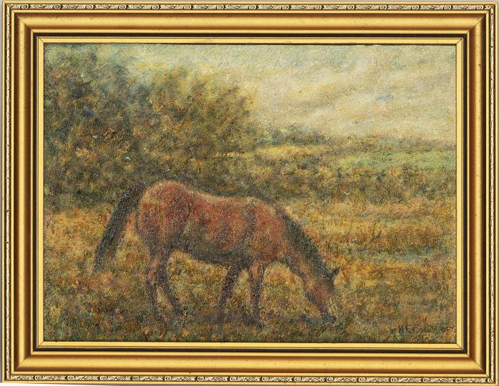 Henry E. Foster (1921-2010) - 1964 Oil, Horse Grazing by Lodge Pool