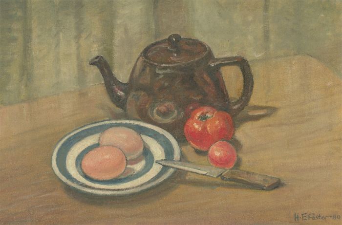 Henry E. Foster (1921-2010) - 1980 Oil, Kitchen Still Life with Teapot
