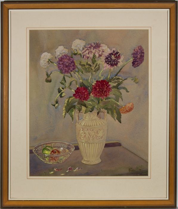 Henry E. Foster (1921-2010) - 1969 Watercolour, Still Life, Chrysanthemum's