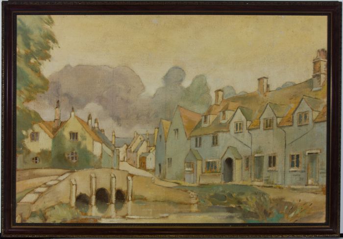 Henry E. Foster (1921-2010) - Mid 20th Century Oil, Village Street Scene