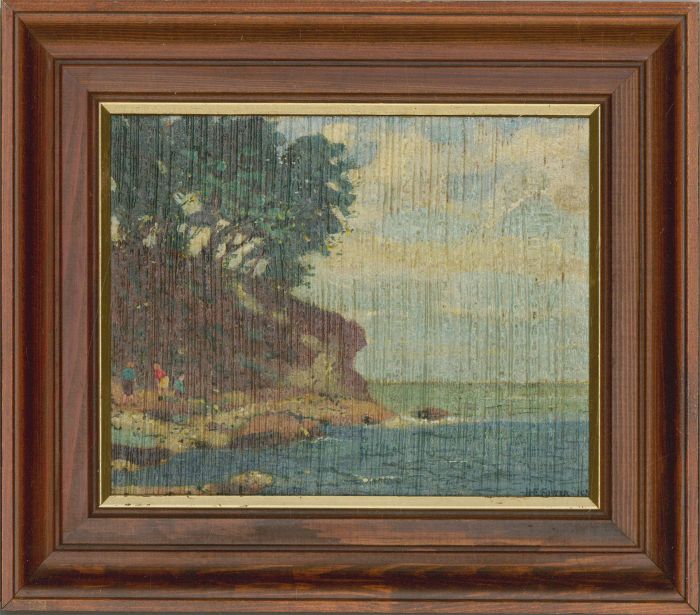 Henry E. Foster (1921-2010) - Framed 1971 Oil, Rocks at Heysham