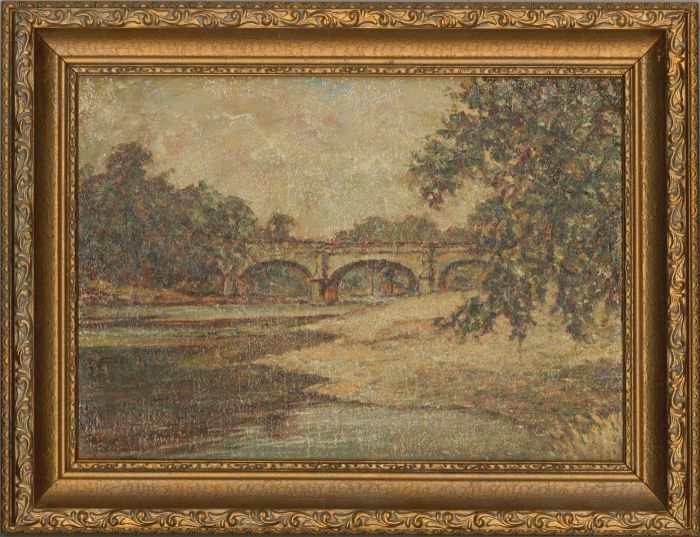 Henry E. Foster (1921-2010) - Framed 1958 Oil, Penny Bridge, Caton, Lancaster