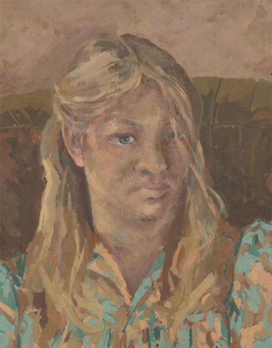 Impressionist Contemporary Oil - Portrait of a Girl in a Vibrant Floral Shirt