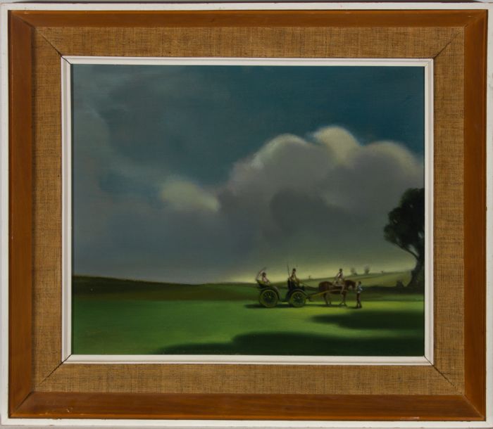 20th Century Oil - Landscape Scene with Horse Coach