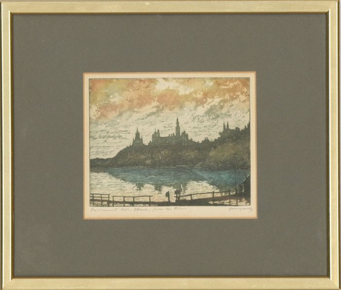 Nicholas Hornyansky (1896-1965) - Framed Etching, Parliament Hill, Ottawa
