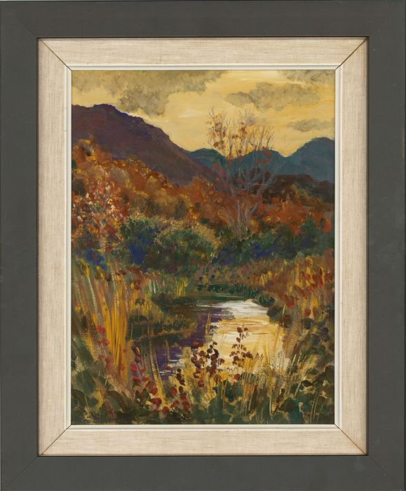 Patric Stevenson PPRUA - Signed & Framed 1962 Tempera, Evening in the Estate