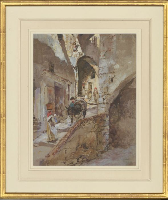 Fine 1886 Watercolour - Italian Street Scene