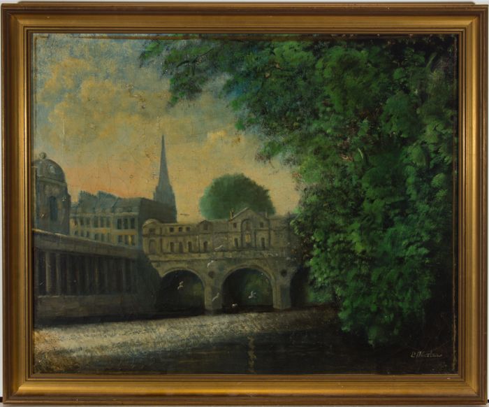 B.J. Maslen - Mid 20th Century Oil, Pulteney Bridge, Bath