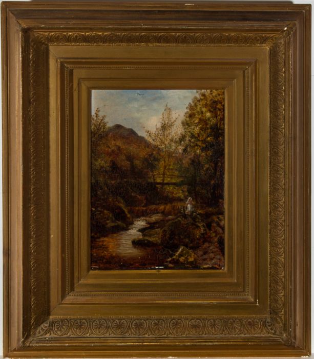 Charles James Parry (1824-1894) - Late 19th Century Oil, Figure by Small Bridge
