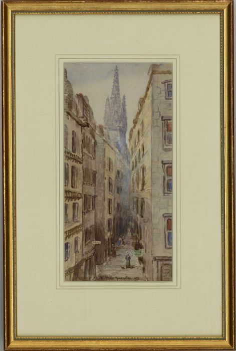 M.E.D. - Framed 1891 Watercolour, Saint-Malo, France