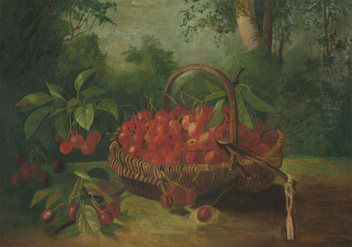 Early 20th Century Oil - A Basket of Cherries