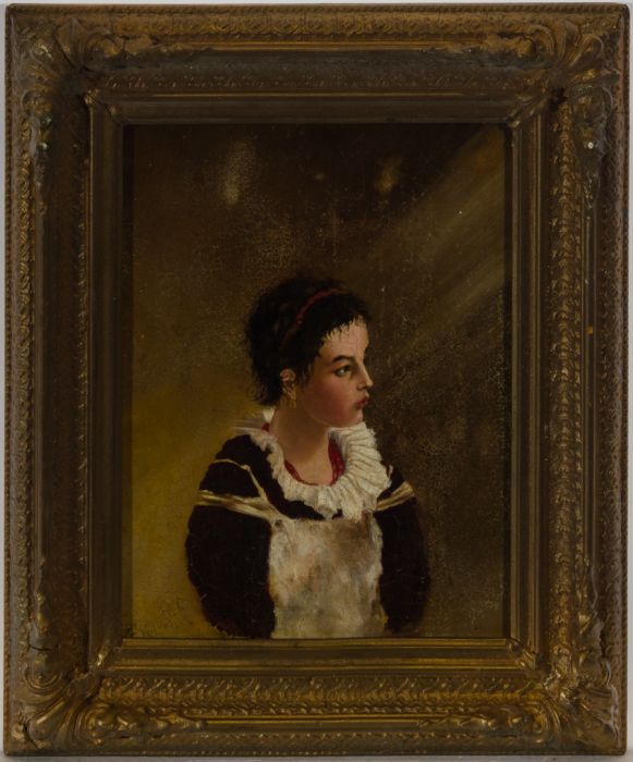 Framed 19th Century Oil - Portrait of a Young Iberian Girl