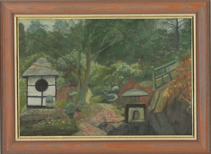 Barbara P. Morgan - Framed 20th Century Oil, Tatton Park Japanese Garden