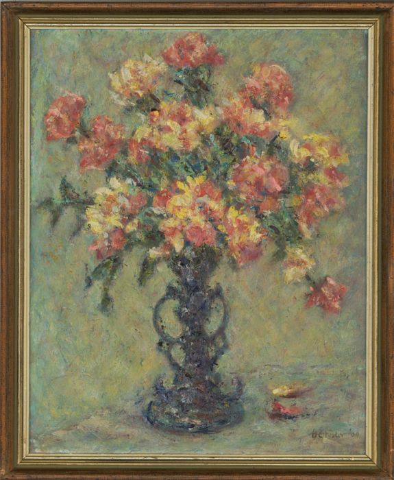 Henry E. Foster (1921-2010) - Signed & Framed 2000 Oil, Floribunda Roses