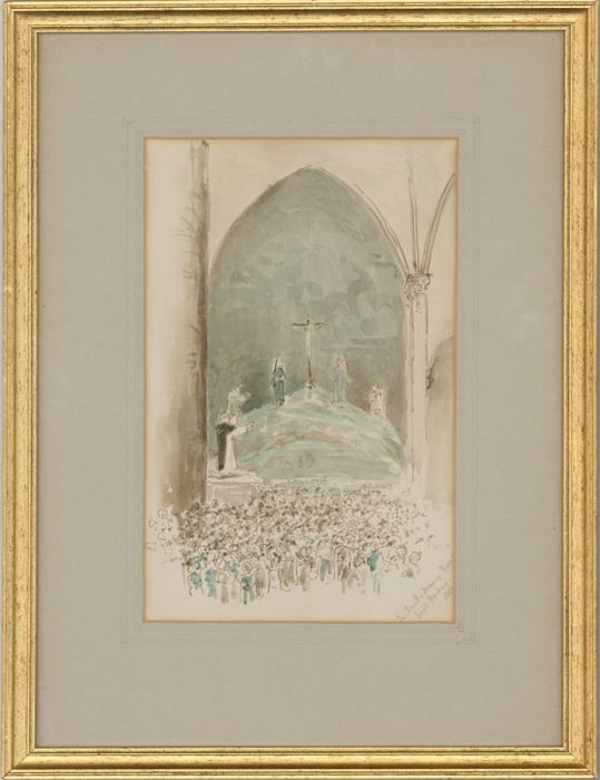 Framed 1889 Watercolour - Santa Maria Novella, Florence
