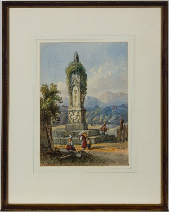 Attrib. William Henry Harriott (fl.1811 -1839) - Watercolour, Passing Villagers