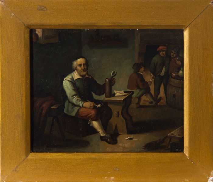 Framed Late 19th Century Oil - A Tavern Interior