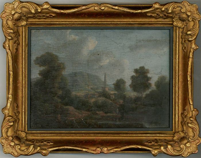 Framed Early 19th Century Oil - Village Church, Derbyshire