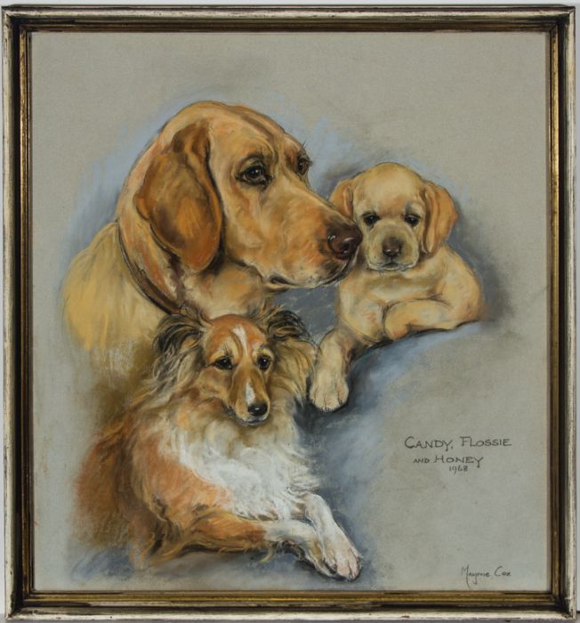 Marjorie Cox (1915-2003) - Signed & Framed 1968 Pastel, Candy, Flossie and Honey