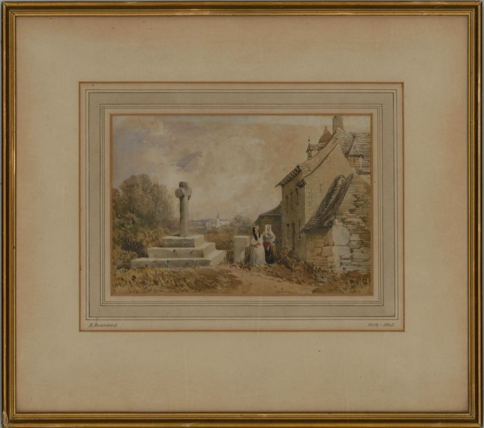 Attrib. Robert Brandard (1805-1862) - Watercolour, Stone Wayside Cross