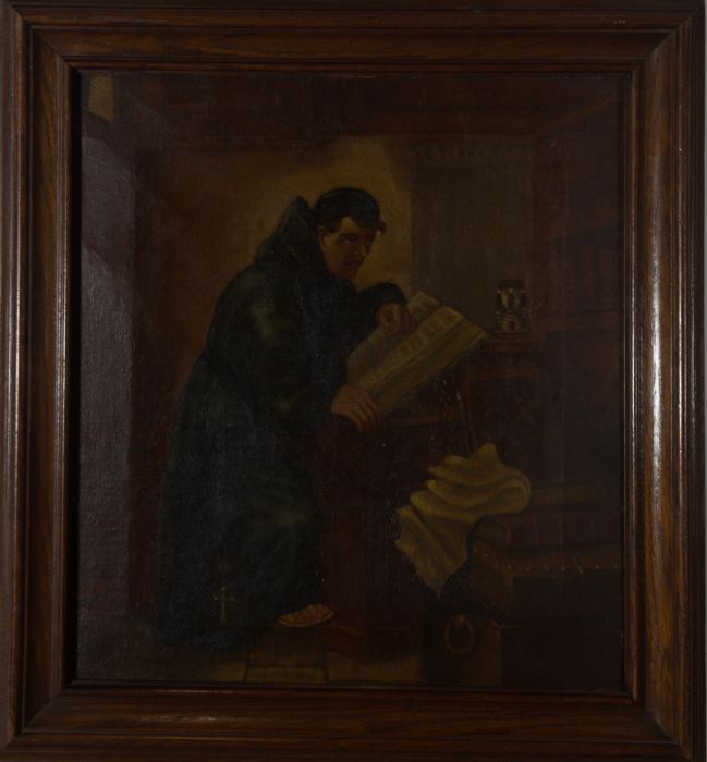 Mid 19th Century Oil - Young Monk, Reading