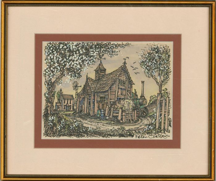 Peter Classey - 20th Century Pen and Ink Drawing, The Barn