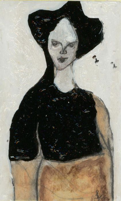 Ben Carrivick - Signed Contemporary Oil, Woman in Black Jumper