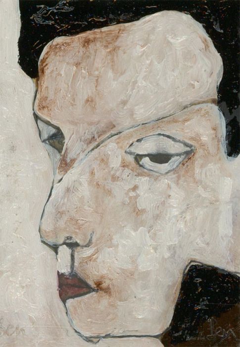 Ben Carrivick - Signed Contemporary Oil, Portrait in Black and White