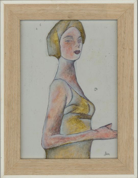 Ben Carrivick - Framed & Signed Contemporary Oil, Woman in Yellow
