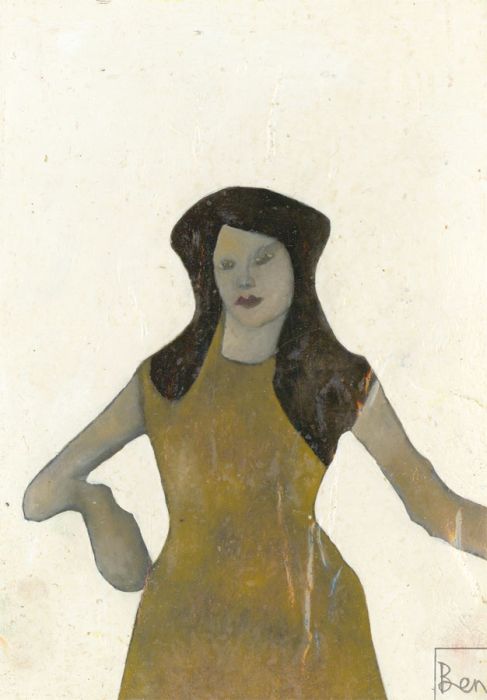 Ben Carrivick - Signed Contemporary Oil, Posing Female in a Brown Dress