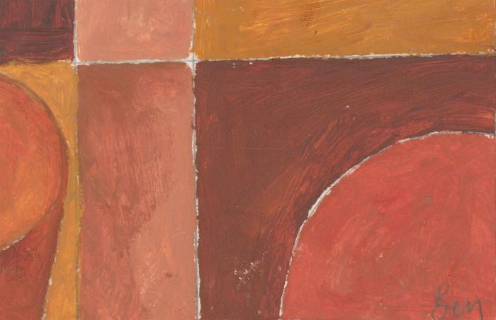 Ben Carrivick - Signed Contemporary Oil, Cubist Composition in Orange