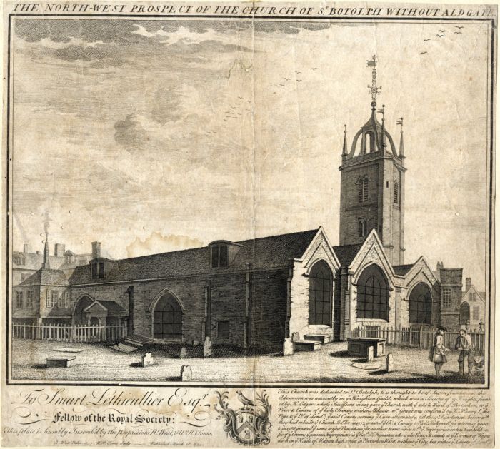 William Henri Toms - 1739 Engraving, Prospect of the Church of St. Botolph