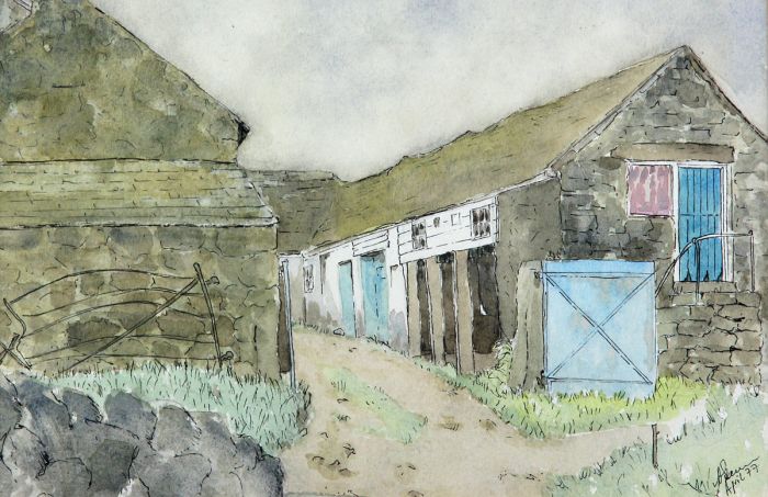 Adams - 1977 Watercolour Eagle Cottage Kellynack Penwith Cornwall