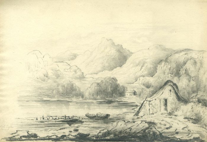Fine 19th Century Graphite Drawing - Loch Scene