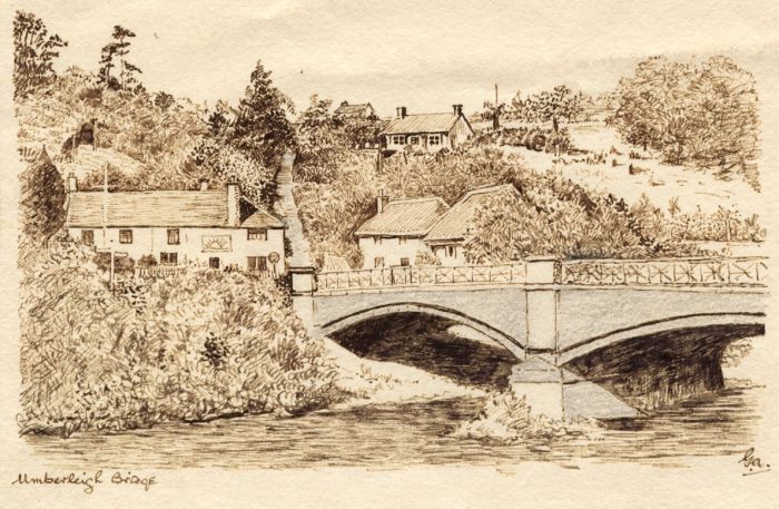G.A. - Early 20th Century Pen and Ink Drawing, Umberleigh Bridge North Devon